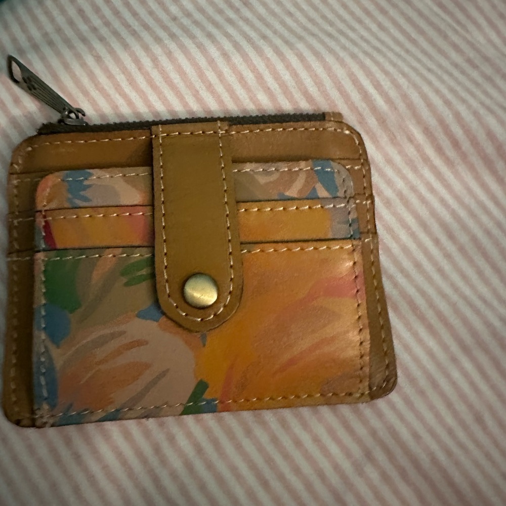 Floral Tan Card Holder